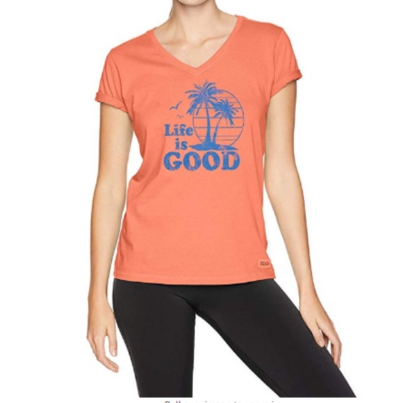 Life Is Good Tops - Life is Good Fresh Coral XL Vintage Palms T-shirt Life Is Good Tops - Life is Good Fresh Coral XL Vintage Palms T-shirt